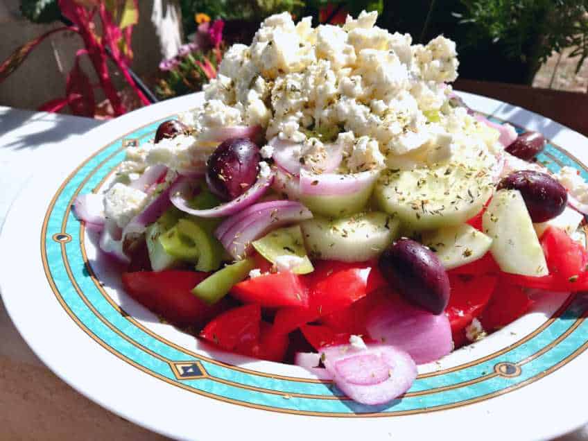 Greek salads with or without Feta cheese
