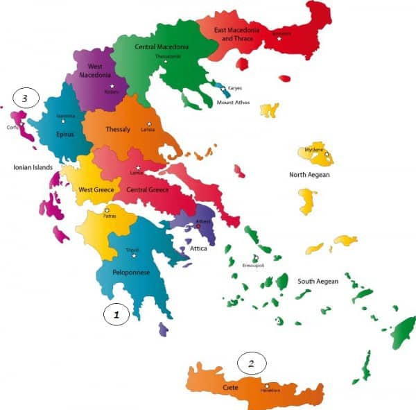 Greece region olive oil variety