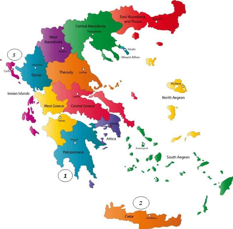 Greece region olive oil variety