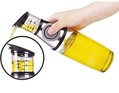 OrchidBest Leak-proof Stainless Steel Olive Oil Bottle Non Drip Oil Dispenser Vinegar Sauce Holders Edible Oil Container with Precise Pouring Spout for Kitchen/Restaurant/BBQ 500ML/17oz 
