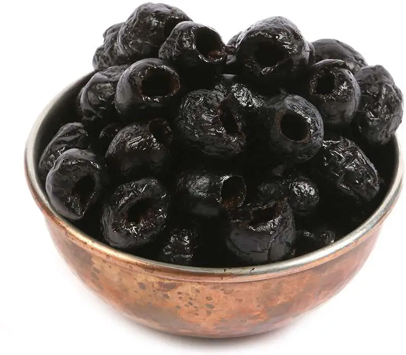dried black olives in bowl 1