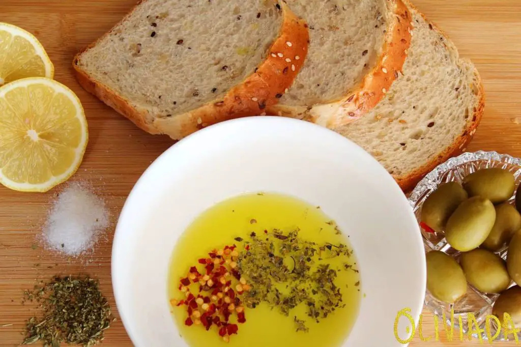 olive oil herb dip as appertizer