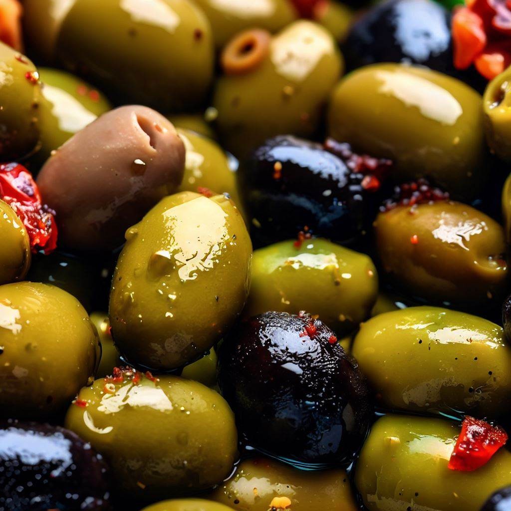 green and black olives in a brine and spicies 1
